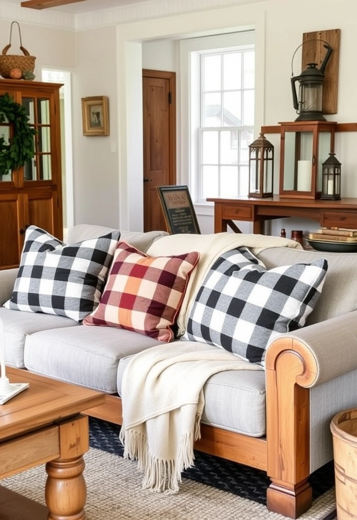 20 Chic & Cozy Throw Pillows and Blankets Ideas You Need Right Now! - 11. Farmhouse Charm