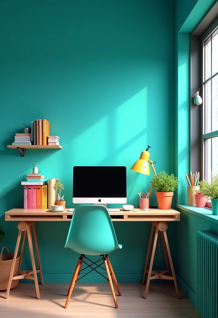 27 Best Paint Colors for an Office That'll Boost Your Productivity (You Won't Believe #15!) - 16. Bright Turquoise