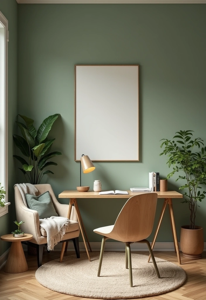 27 Best Paint Colors for an Office That'll Boost Your Productivity (You Won't Believe #15!) - 17. Muted Sage Green