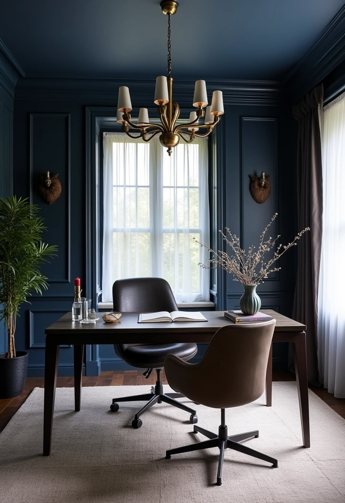 27 Best Paint Colors for an Office That'll Boost Your Productivity (You Won't Believe #15!) - 8. Elegant Navy Blue