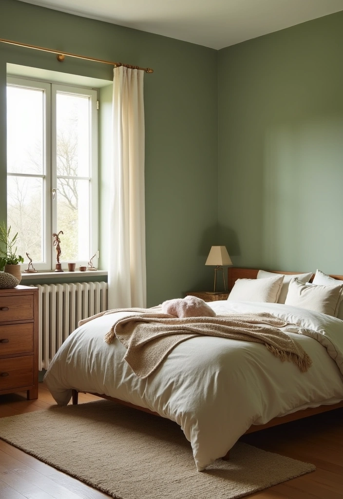 27 Two Colors Room Paint Ideas That'll Transform Your Space Instantly! - 20. Soft Green and Earthy Beige