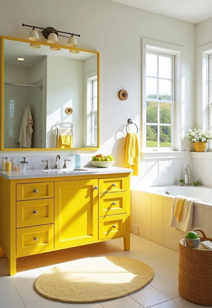 22 Best Paint Colors for Bathroom Cabinets That Will Transform Your Space! - 19. Bright Lemon Yellow