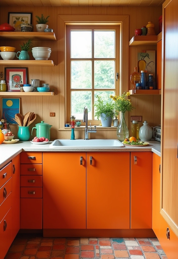 28 Kitchen Sink Paint Ideas That Will Transform Your Cooking Space (You Won't Believe #15!) - 14. Bright Orange for a Burst of Energy