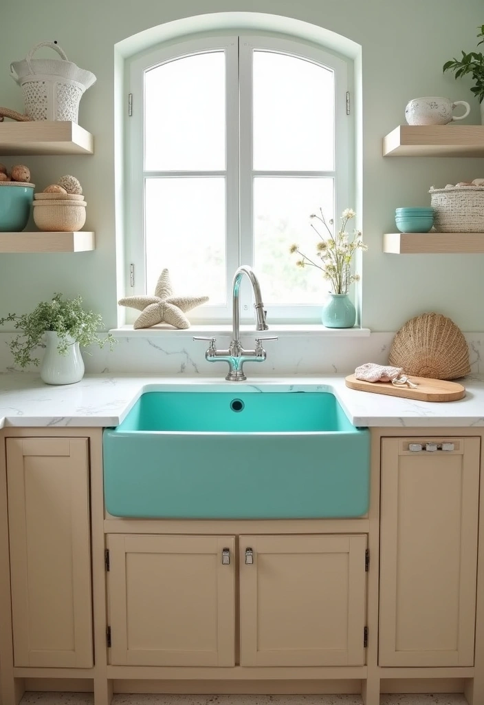 28 Kitchen Sink Paint Ideas That Will Transform Your Cooking Space (You Won't Believe #15!) - 15. Stunning Turquoise for a Beachy Feel (You Won't Believe #15!)