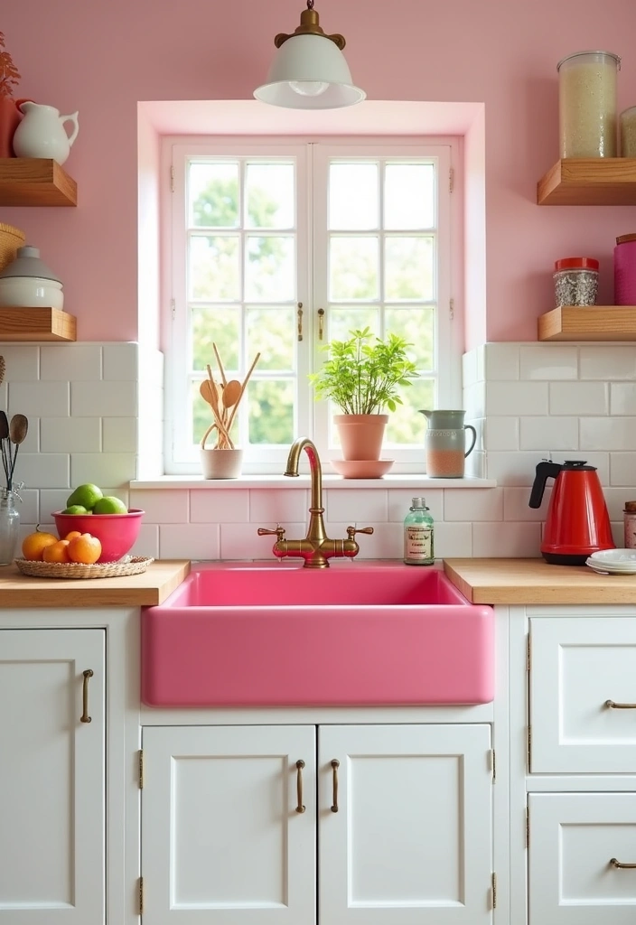 28 Kitchen Sink Paint Ideas That Will Transform Your Cooking Space (You Won't Believe #15!) - 17. Bright Raspberry for a Fun Twist