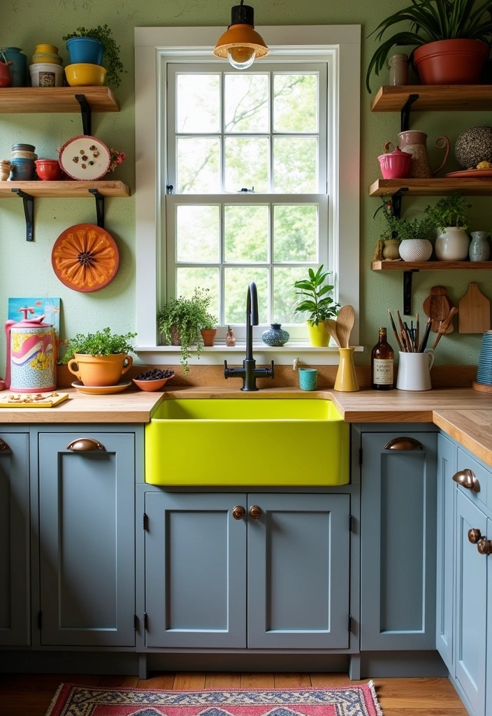 28 Kitchen Sink Paint Ideas That Will Transform Your Cooking Space (You Won't Believe #15!) - 20. Bright Chartreuse for a Unique Look