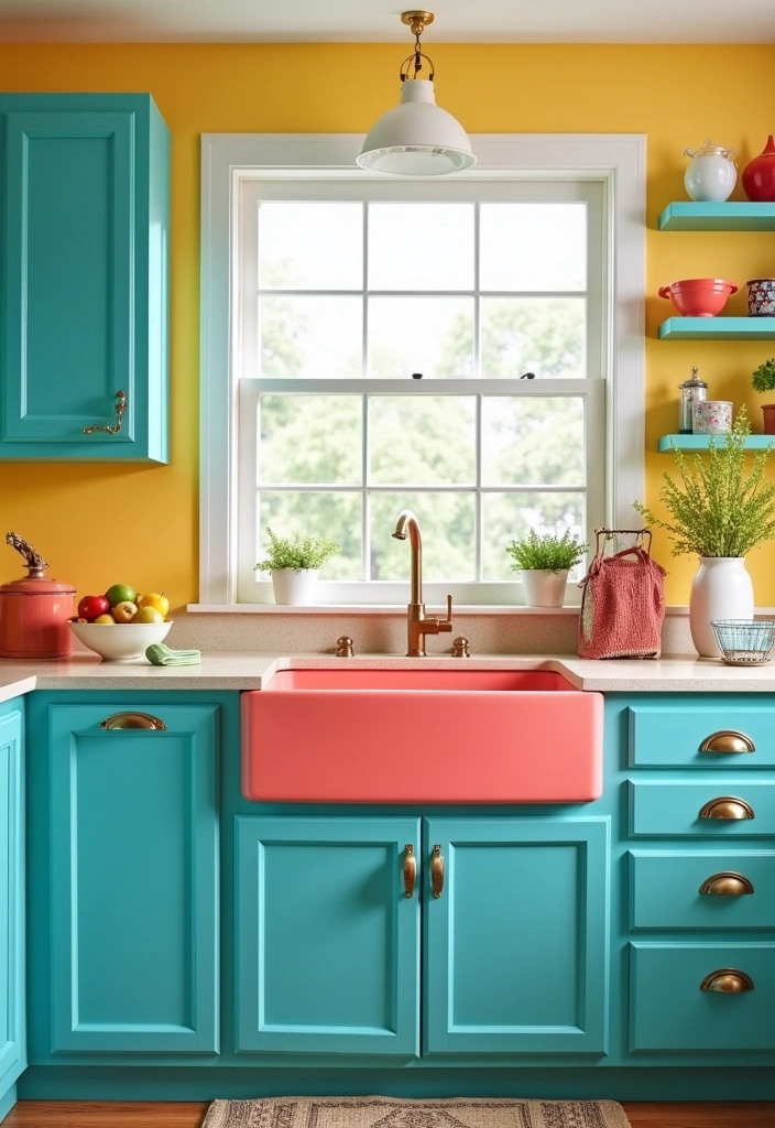 28 Kitchen Sink Paint Ideas That Will Transform Your Cooking Space (You Won't Believe #15!) - 9. Bright Coral for a Playful Touch