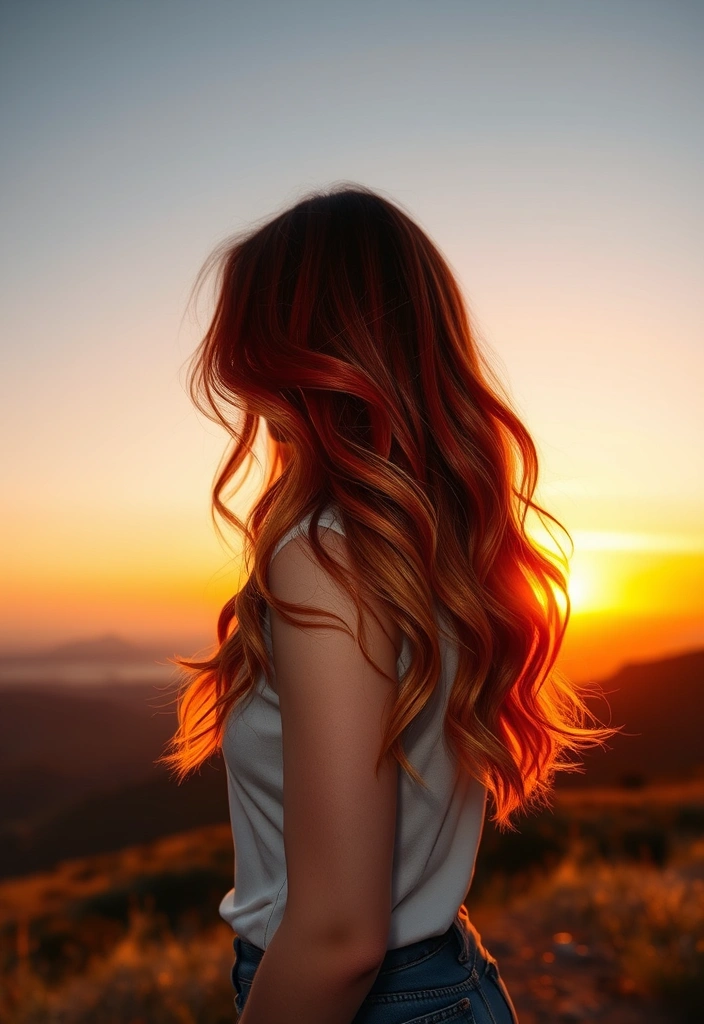 25 Lively Spring Hair Color Trends That Will Brighten Your Look! - 7. Fiery Sunset Ombre