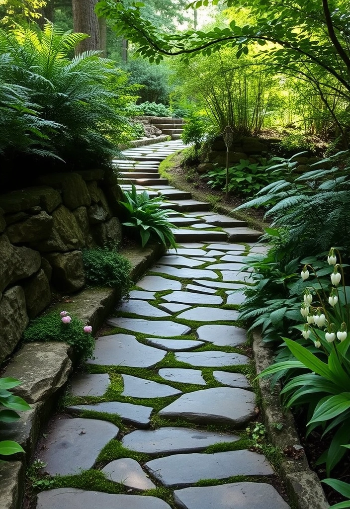 28 Shade Garden Design Layout Ideas That Will Transform Your Outdoor Space! - 4. Rustic Stone Pathways