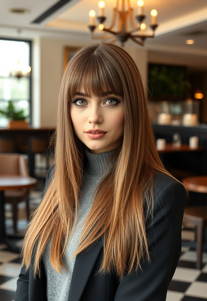 20 Stunning Haircuts With Curtain Bangs That Will Transform Your Look! - 3. Sleek and Straight with Curtain Bangs