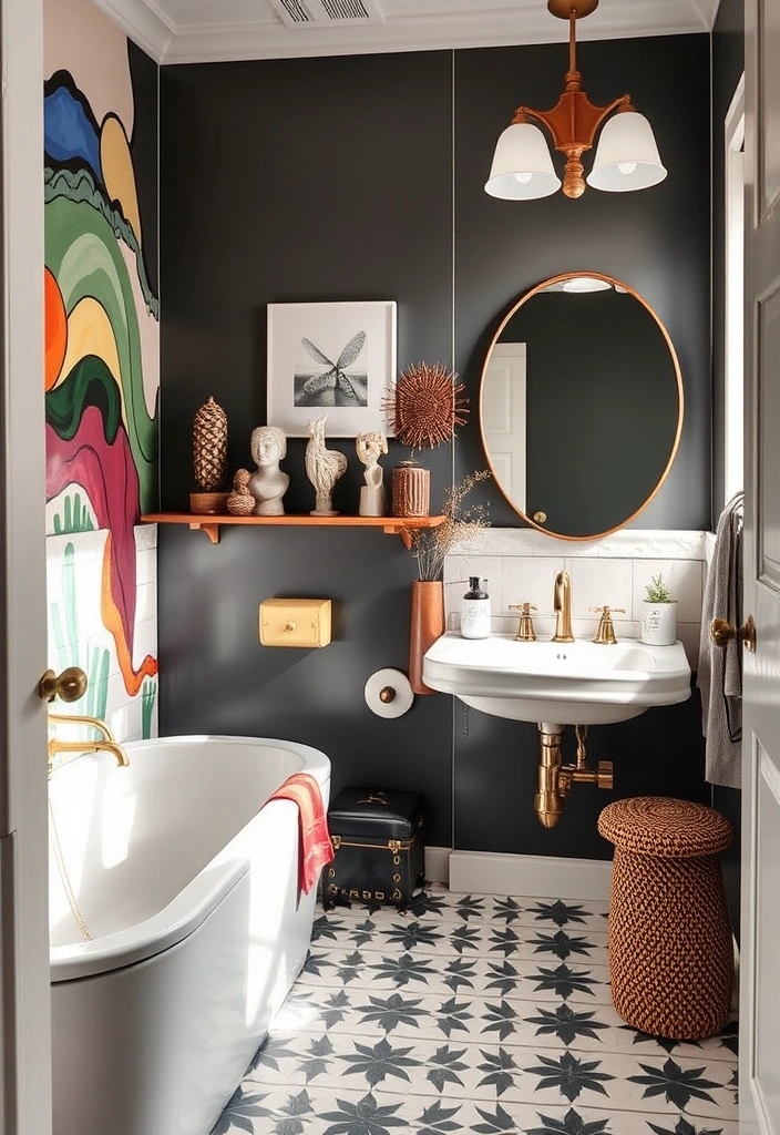 26 Stunning Black And White Bathroom Designs That Will Leave You Speechless! - 7. Artistic Touches