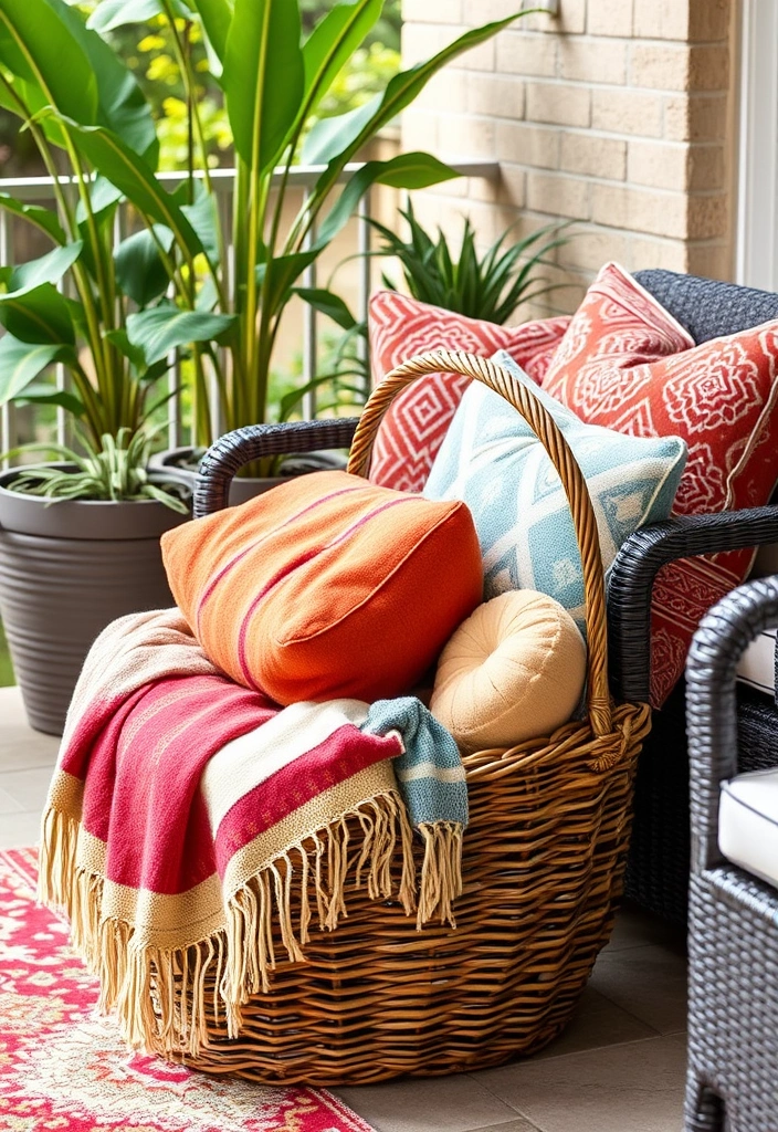 22 Cozy Patio Ideas That Will Transform Your Outdoor Space into a Relaxation Oasis! - 17. Cozy Blanket and Pillow Station