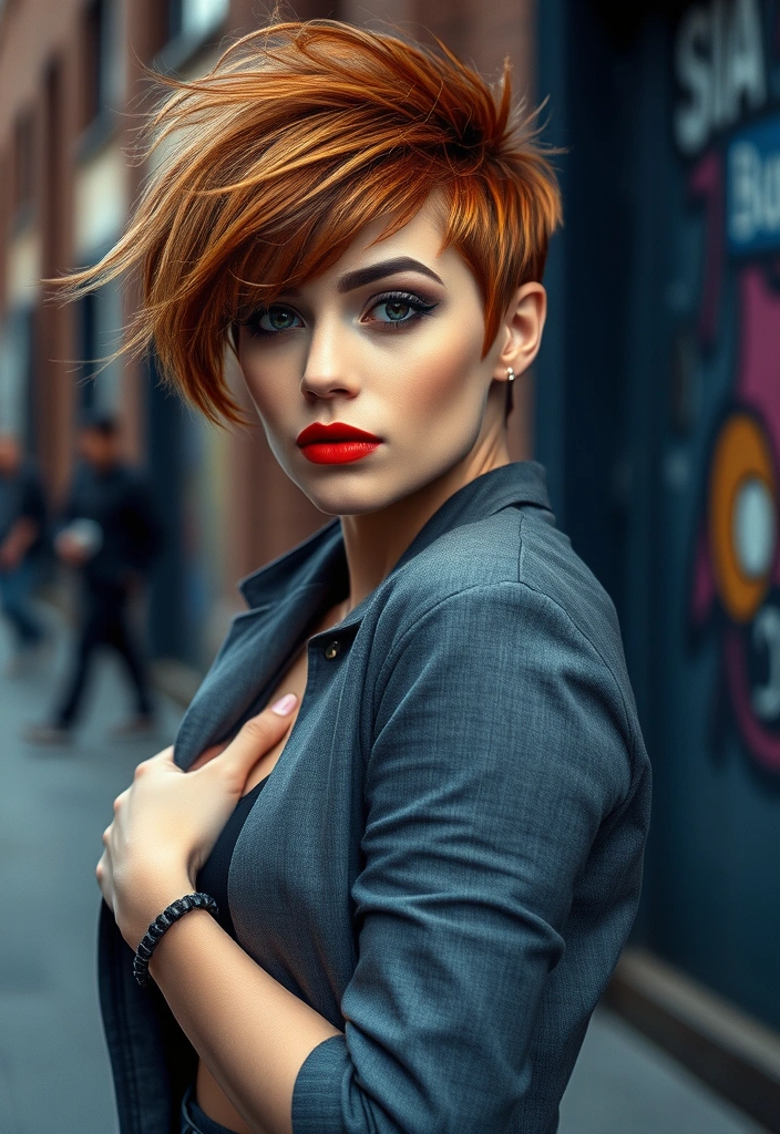 15 Spicy Hairstyles for Ginger Brown Hair That Will Turn Heads! - 11. Edgy Pixie Cut