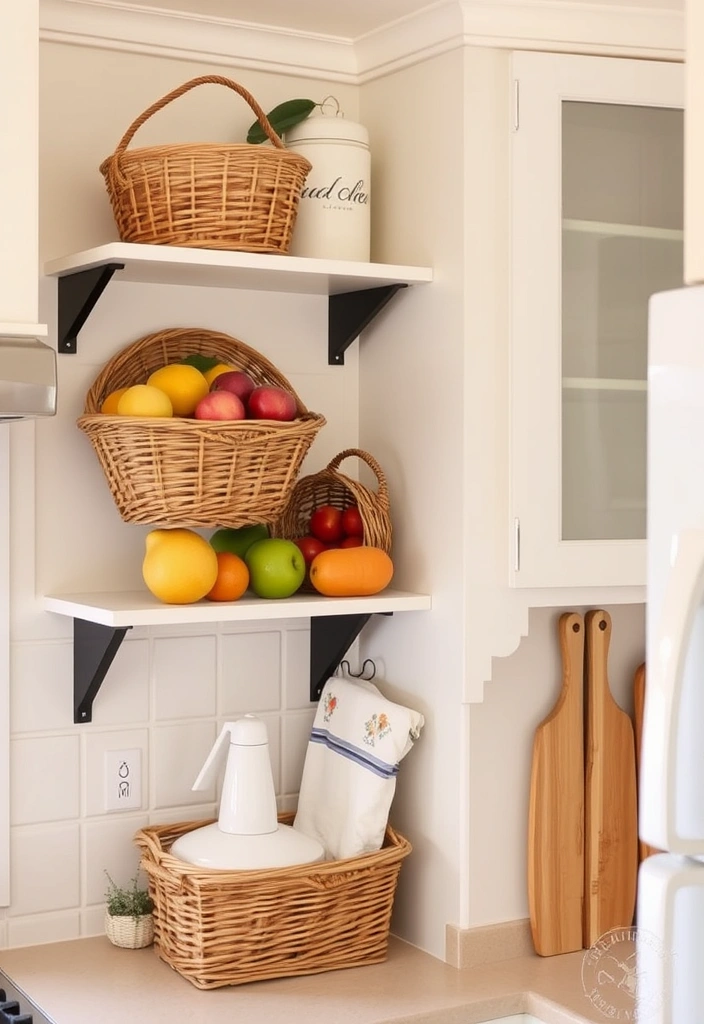 20 Clever Small Kitchen Ideas That Will Maximize Your Space Like Never Before! - 16. Use Baskets for Storage