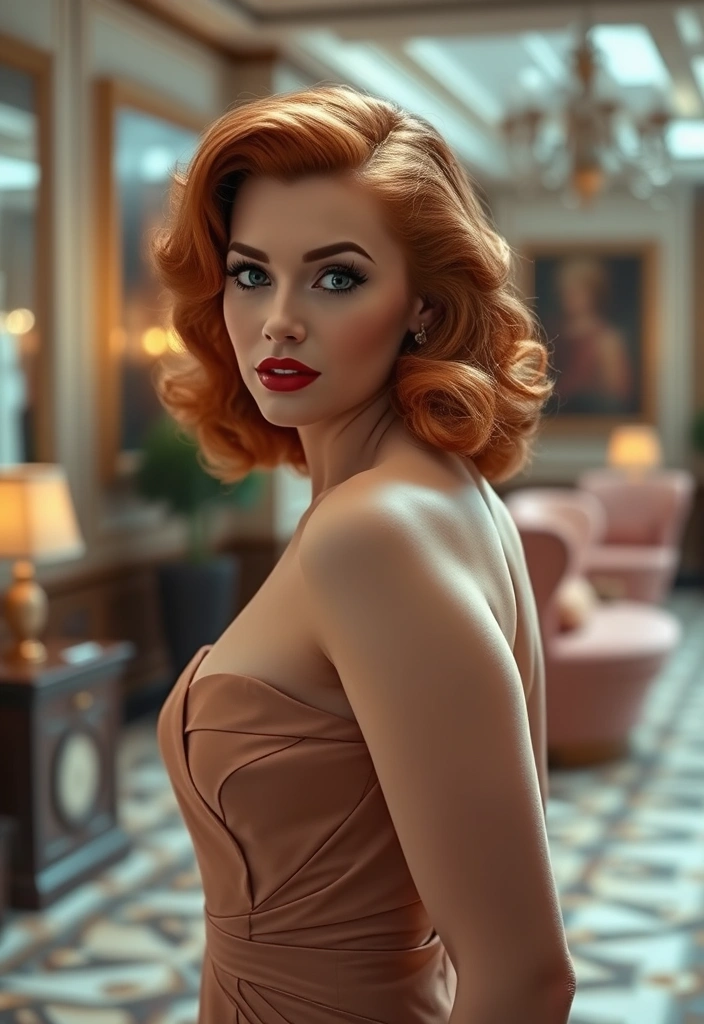 15 Spicy Hairstyles for Ginger Brown Hair That Will Turn Heads! - 12. Glamorous Retro Waves