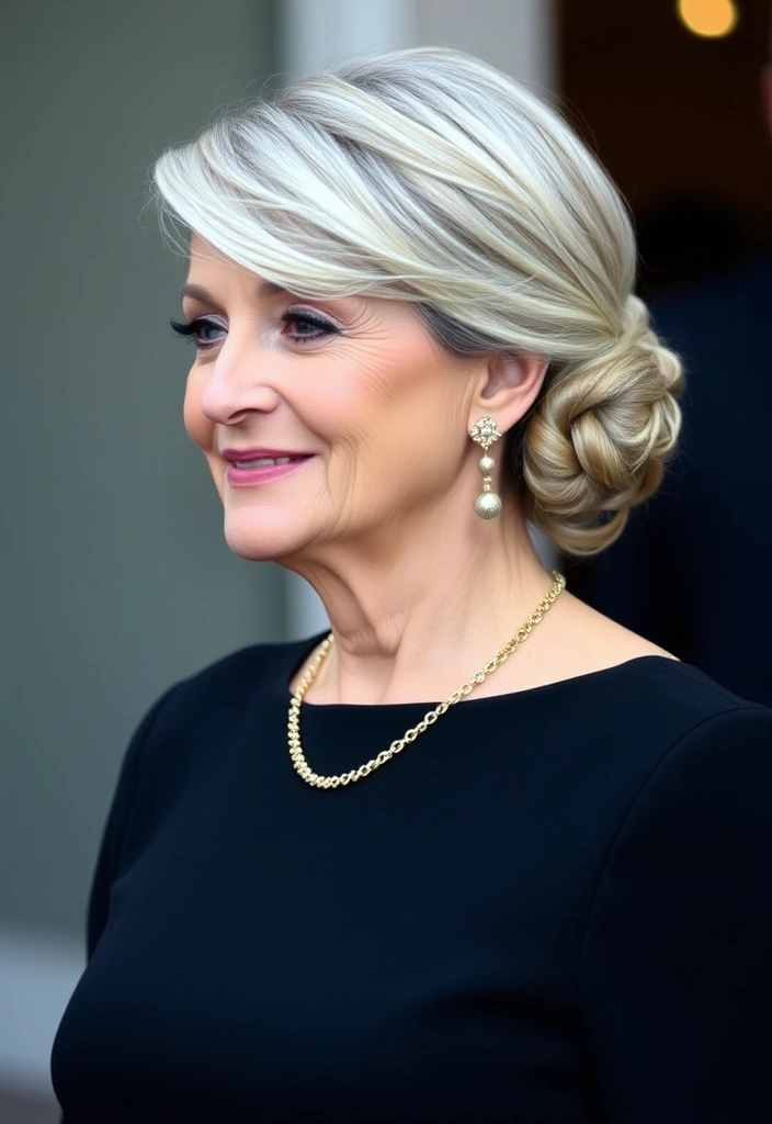 25 Classy Short Hairstyles for Women Over 50 That'll Make You Look Fabulous! - 23. Low Chignon