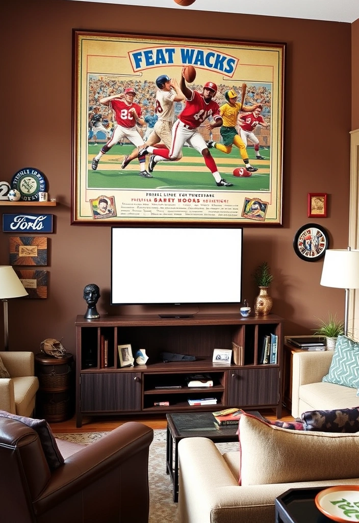 22 Stunning Vintage Art Prints That Will Transform Your Living Room Style! - 10. Vintage Sports Memorabilia Art