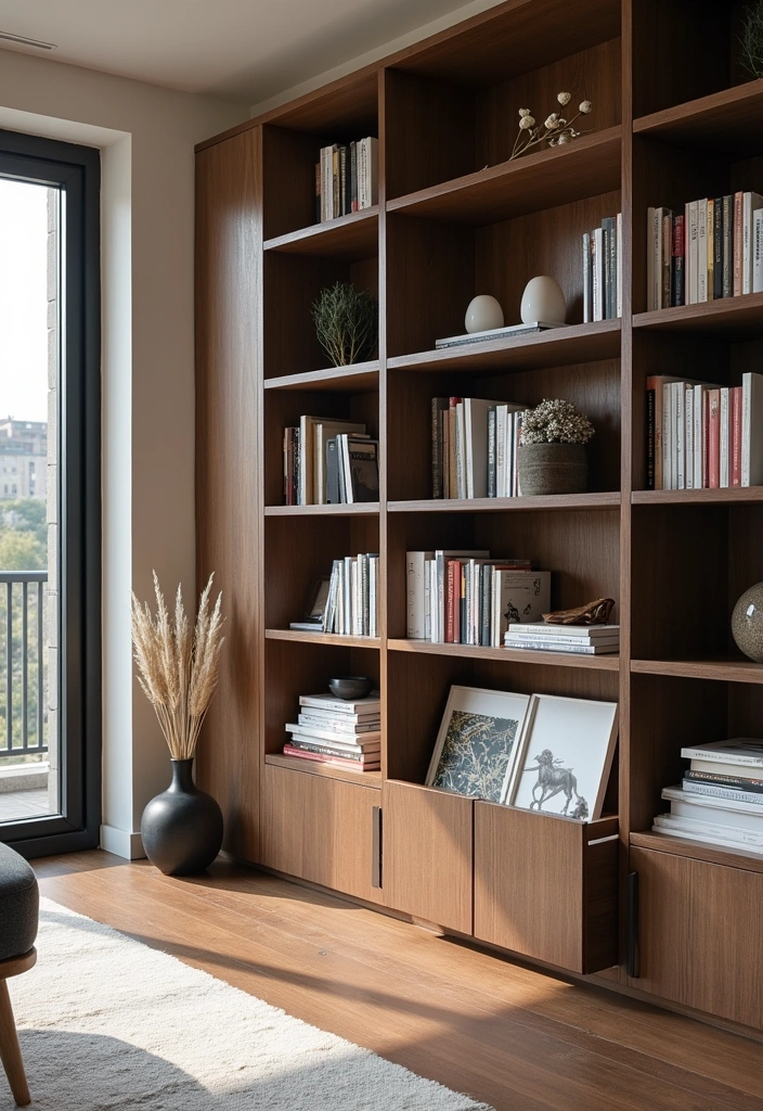 21 Bookshelf Ideas That'll Transform Your Space Into a Cozy Haven! - 19. Magazine Rack Integration