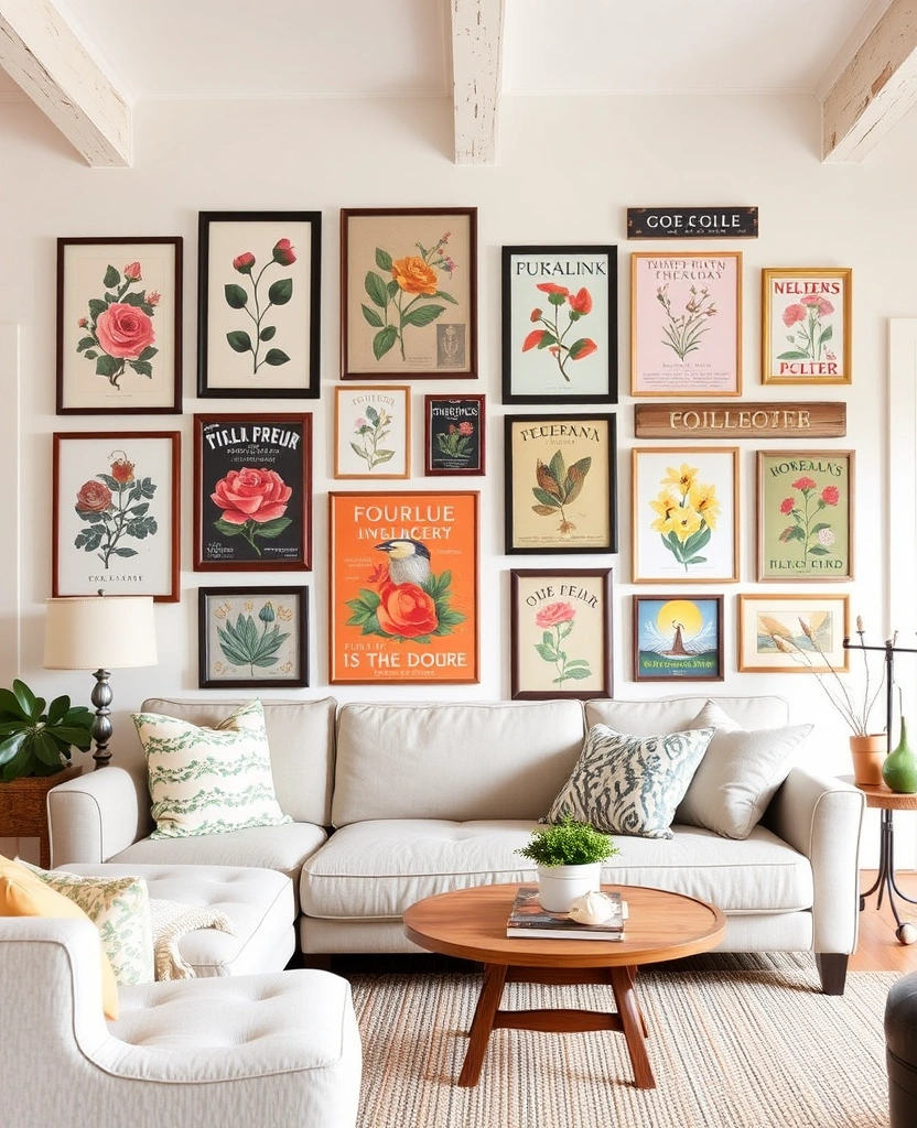 22 Charming Farmhouse Living Room Ideas That Will Steal Your Heart! - 18. Whimsical Wall Art