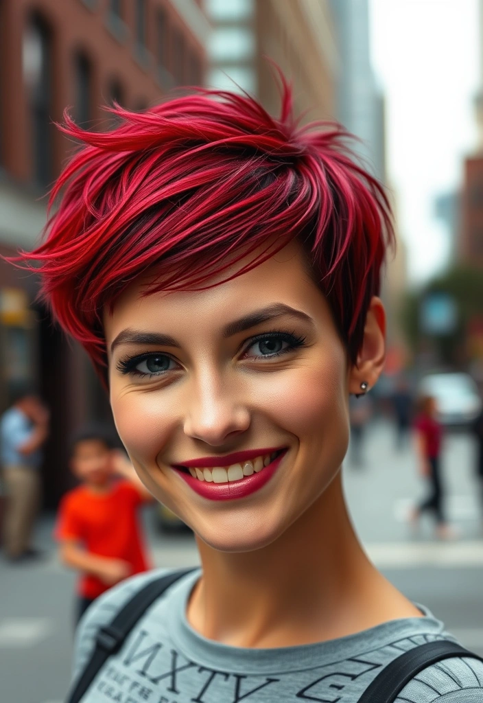 15 Vibrant Cherry Bomb Hairstyles That Will Make Heads Turn! - 2. Bold Cherry Pixie Cut