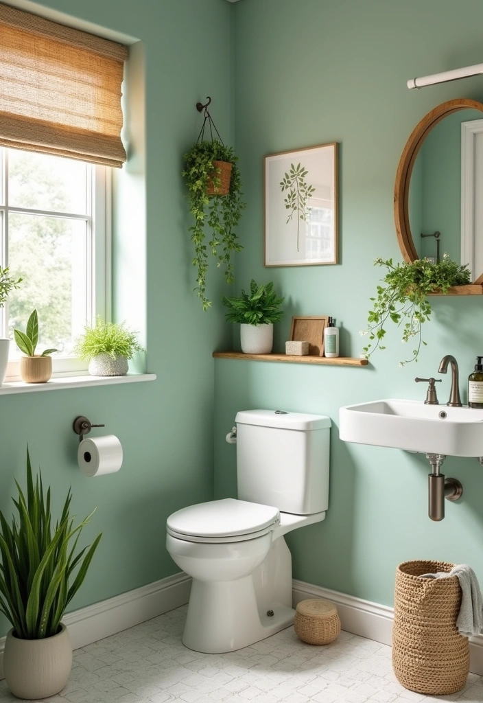 24 Best Paint Colors for a Small Bathroom That'll Make It Feel Spacious! - 11. Light Sage Green