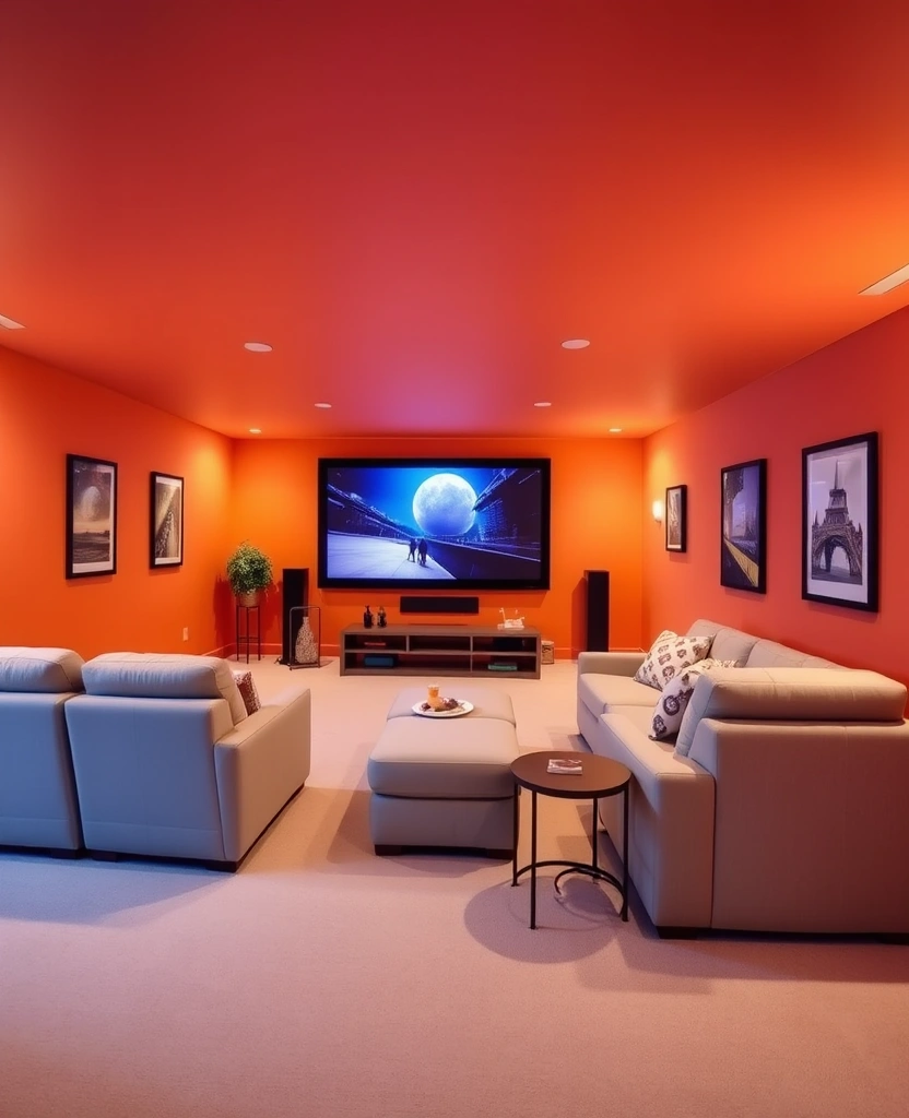 26 Best Paint Colors for Media Room That Will Transform Your Viewing Experience! - 30. Sunset Orange