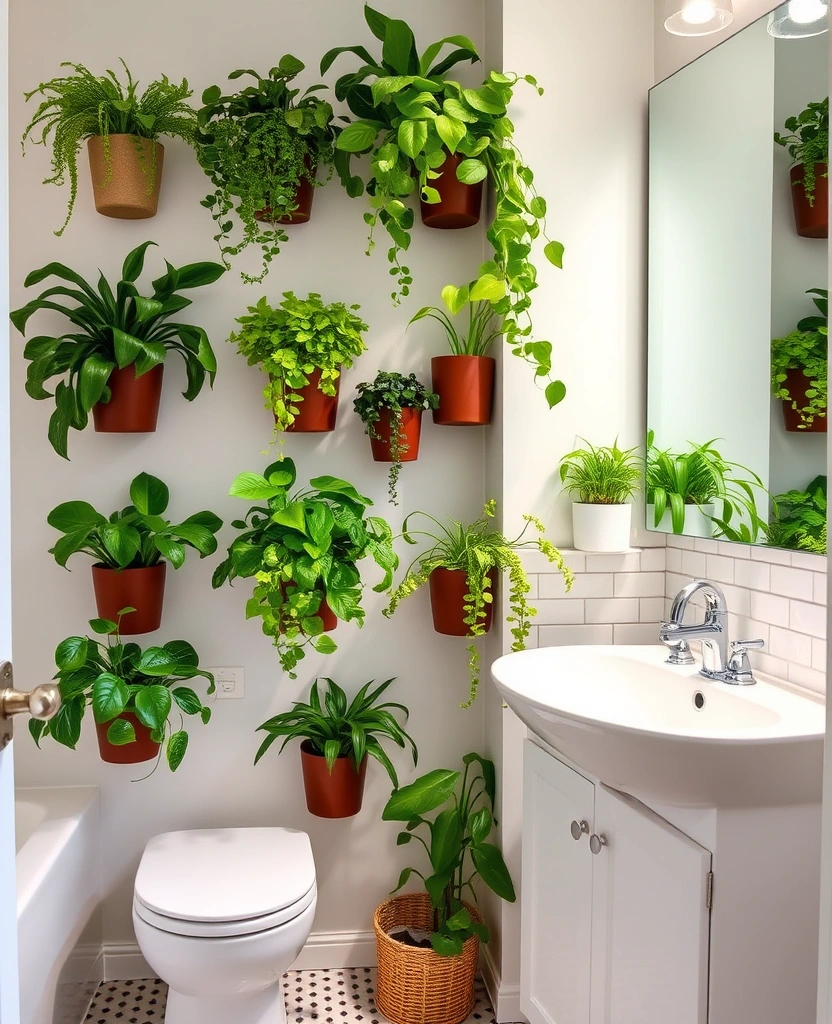 21 Green Bathroom Design Trend Ideas That'll Refresh Your Space (You Won't Believe #7!) - 24. Green Wall Planters