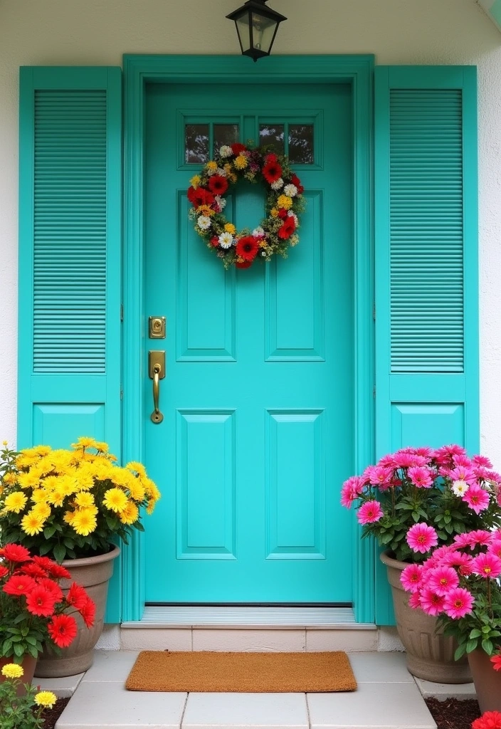 22 Front Door Ideas That Will Make Your Neighbors Jealous (You Won't Believe #12!) - 19. Colorful Shutters for Added Interest