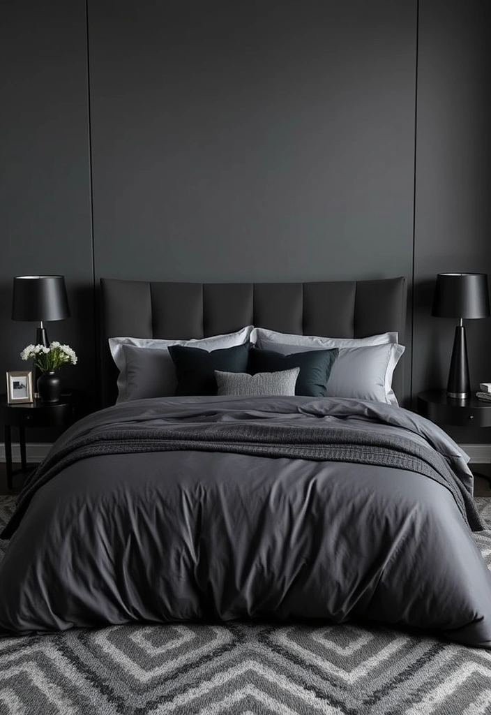 25 Trendy Bedroom Ideas For Men That Will Transform Your Space! - 8. Monochrome Magic