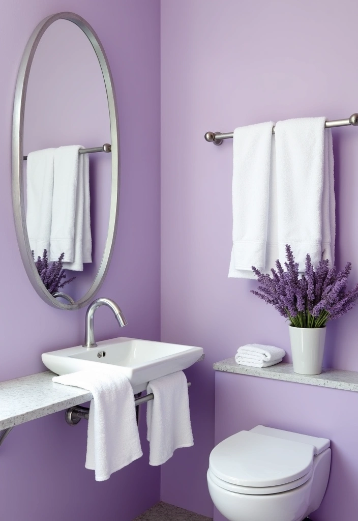 24 Best Paint Colors for a Small Bathroom That'll Make It Feel Spacious! - 6. Soft Lavender