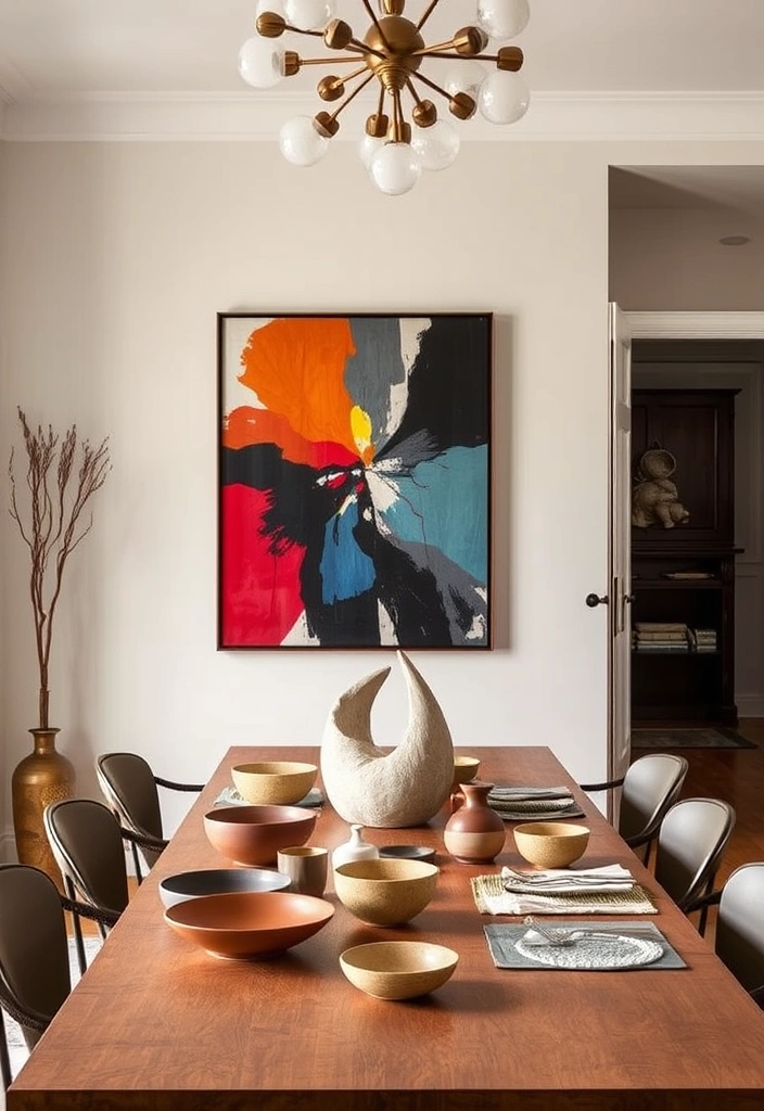 24 Organic Modern Dining Room Ideas That Will Transform Your Space! - 10. Artistic Touches