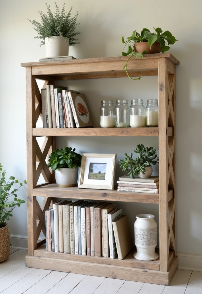 21 Bookshelf Ideas That'll Transform Your Space Into a Cozy Haven! - 1. The Farmhouse Chic Look