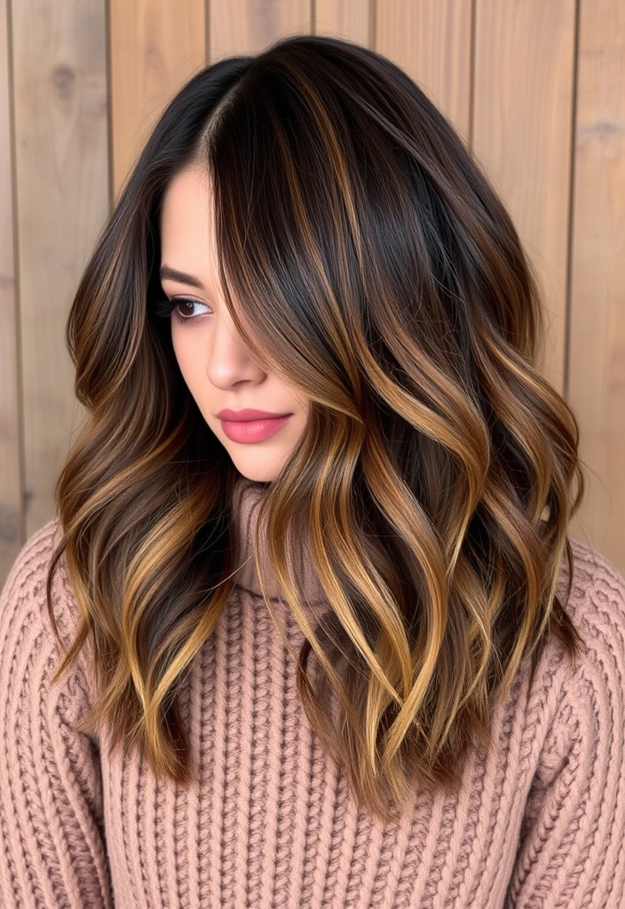 20 Stylish Hairstyles with Chunky Highlights That Will Turn Heads! - Caramel Chunky Highlights on Dark Hair