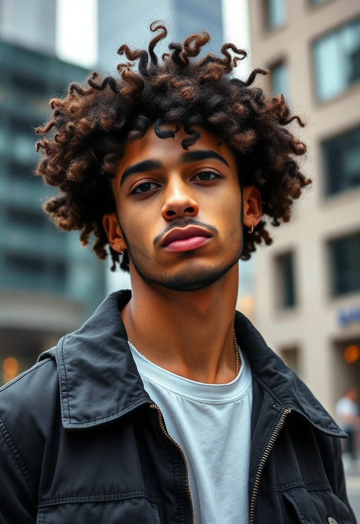 24 Iconic Curly Hair Ideas for Men That'll Make You the Center of Attention! - 4. Curly Hair with a Fade