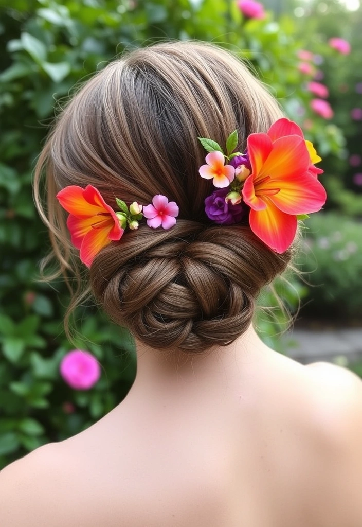 30 Stunning Bun Hairstyles That’ll Make You the Star of Every Event! - 7. Floral Bun