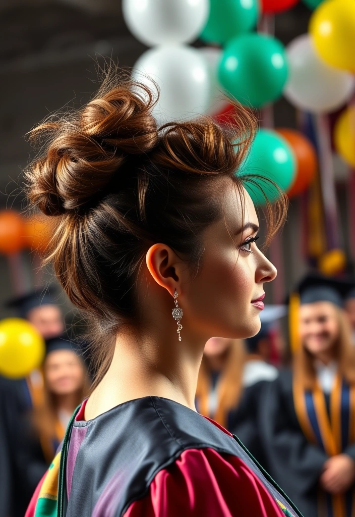 23 Graduation Hair Ideas You Can Do in Under 30 Minutes (You’ll Want #12!) - 2. Messy Top Knot