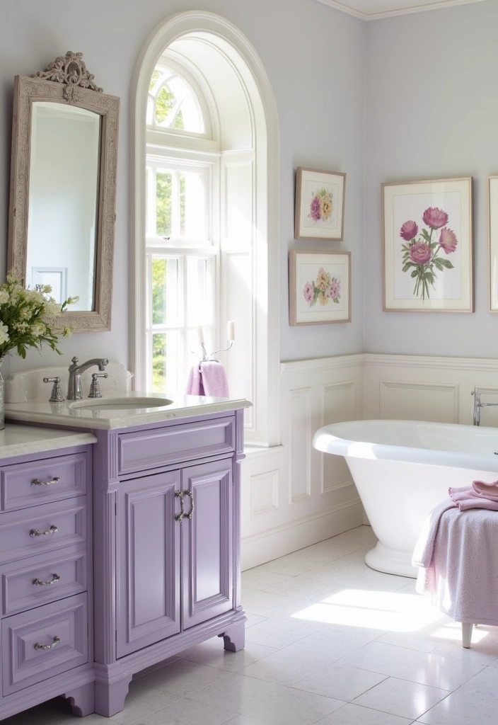 22 Best Paint Colors for Bathroom Cabinets That Will Transform Your Space! - 10. Soft Lavender