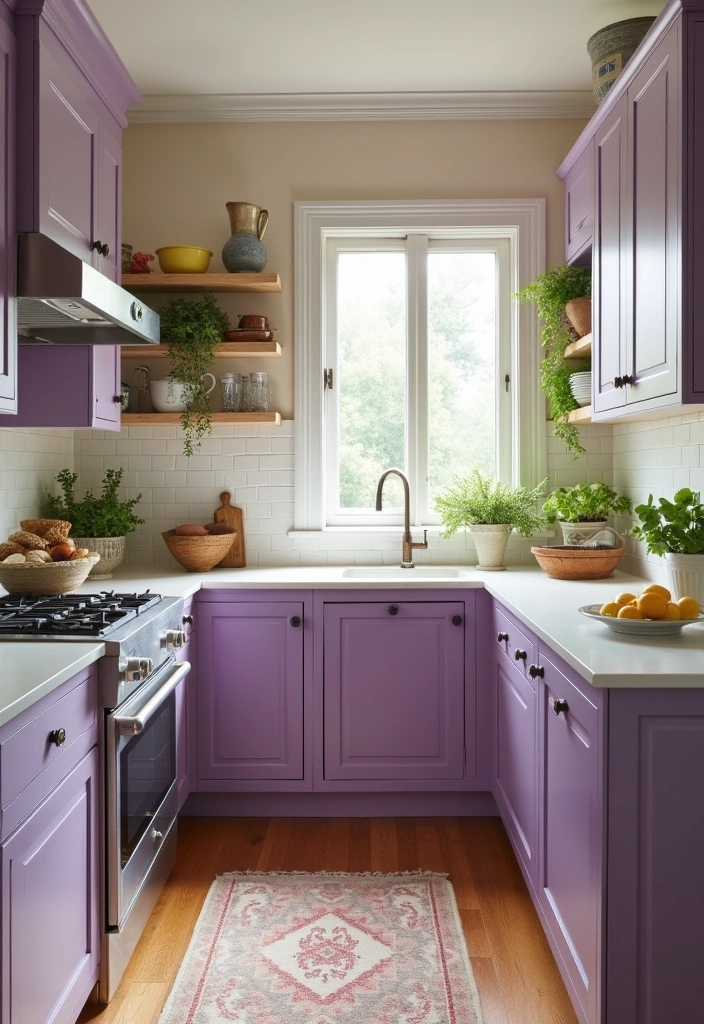 20 Kitchen Paint Ideas That Will Transform Your Honey Oak Cabinets into a Dream Space! - 17. Soft Lavender