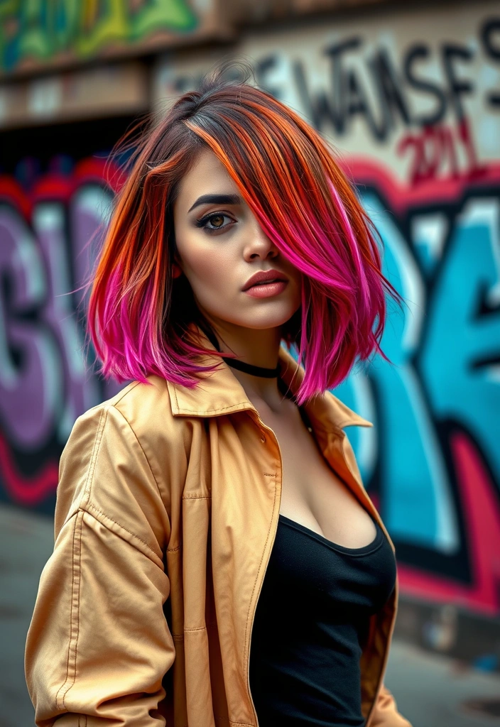 15 Spicy Hairstyles for Ginger Brown Hair That Will Turn Heads! - 9. Color-Blocked Bob