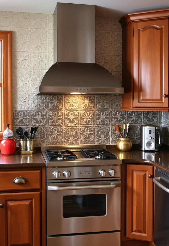 27 Stunning Kitchen Backsplash Ideas That'll Transform Your Space! - 9. Vintage Tin Panels