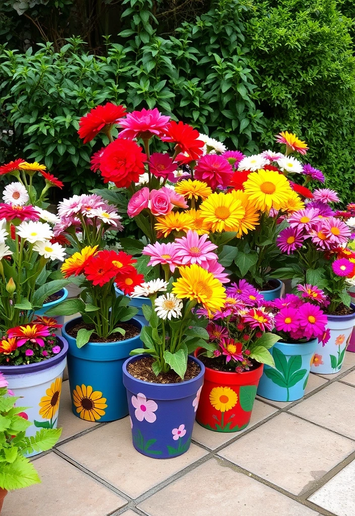 25 DIY Yard Art Ideas That'll Transform Your Garden into a Masterpiece! - 15. Colorful Flower Pots