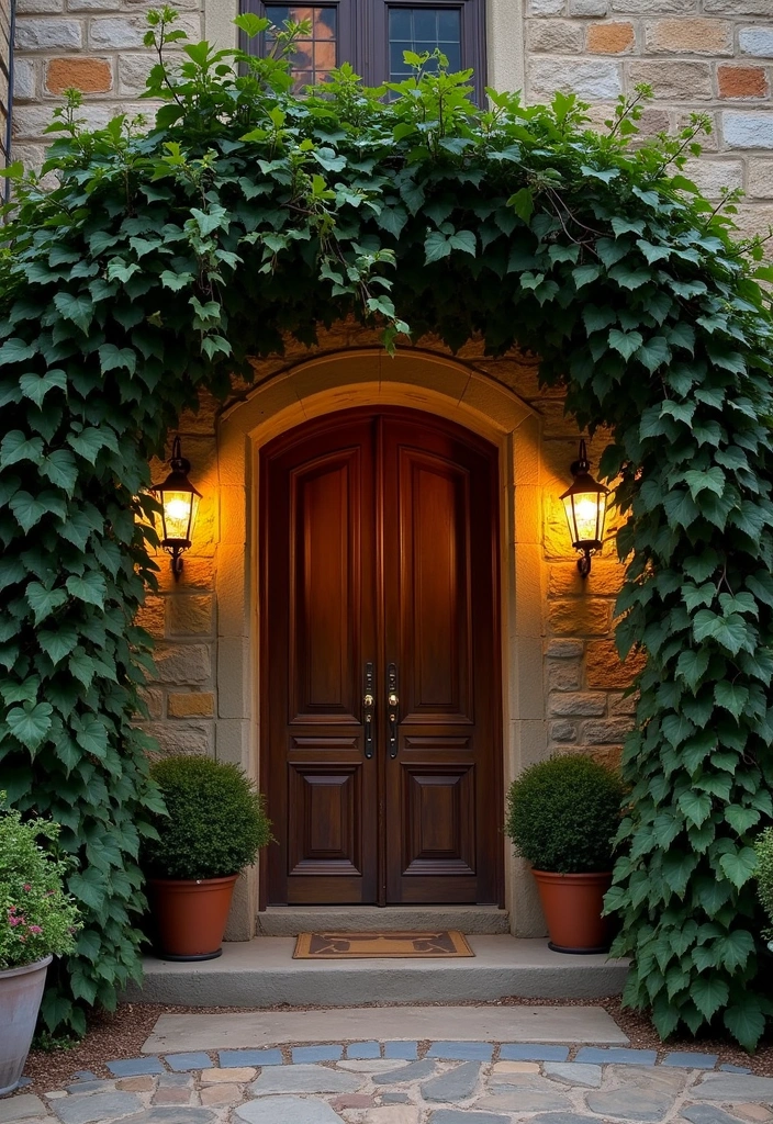 22 Front Door Ideas That Will Make Your Neighbors Jealous (You Won't Believe #12!) - 20. Archways and Trellises for a Grand Entrance