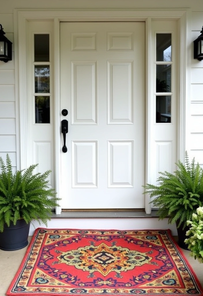 22 Front Door Ideas That Will Make Your Neighbors Jealous (You Won't Believe #12!) - 17. Outdoor Rugs to Define Your Space