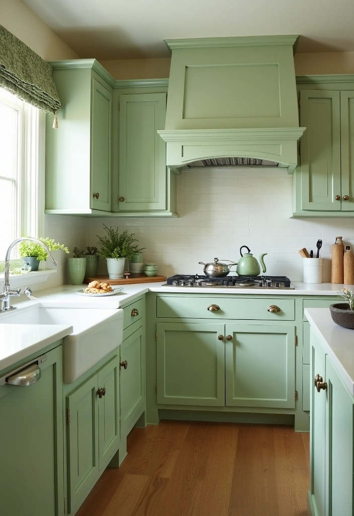 25 Stunning Paint Colors for Cherry Cabinets That Will Transform Your Kitchen! - 1. Soft Sage Green