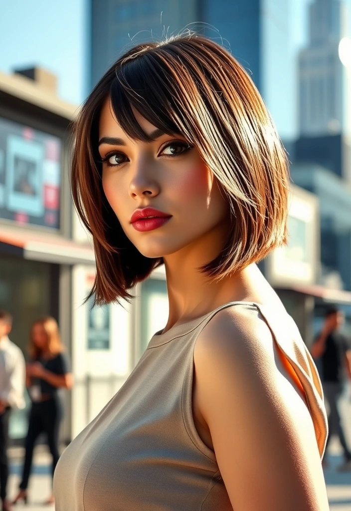 25 Beautiful Hairstyles With Wispy Bangs That Will Make Heads Turn! - 2. Sleek and Chic Bob