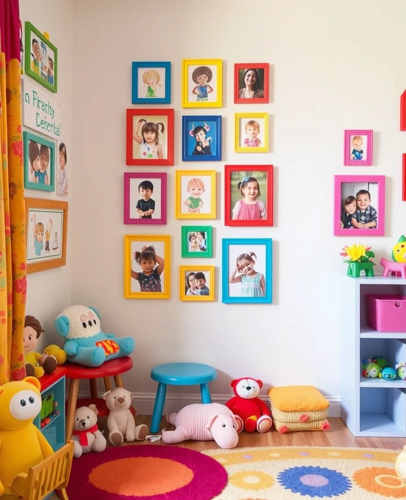 21 Inspiring Photo Wall Ideas That Will Transform Your Space! - 26. The Colorful Kids' Corner