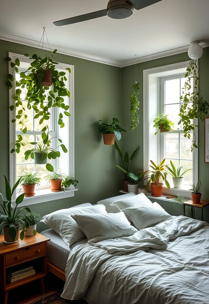 28 Stunning Sage Green and Grey Bedroom Ideas That Will Transform Your Space! - 8. Greenery and Plants