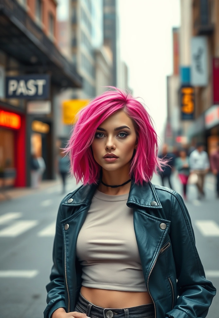 22 Sexy Hairstyles for Pink Hair That'll Turn Heads Everywhere You Go! - 21. Edgy Textured Lob