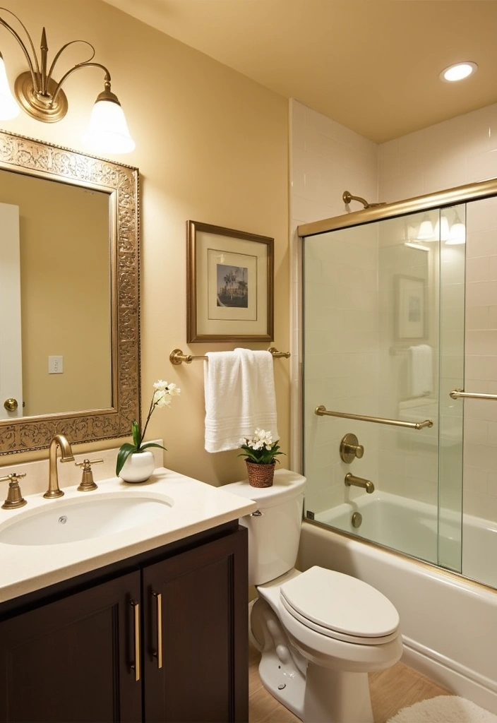 24 Best Paint Colors for a Small Bathroom That'll Make It Feel Spacious! - 20. Soft Gold