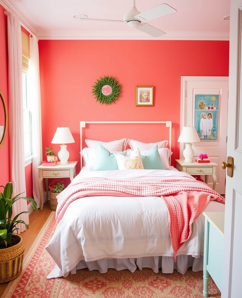 22 Romantic Bedroom Paint Colors That'll Make You Fall in Love Again! - 23. Soft Coral - Warm and Inviting